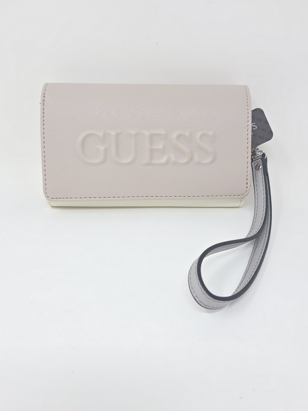 GUESS Laken Smartphone Wristlet Wallet Phone Compartment Spellout Blush